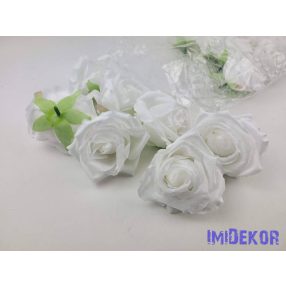   Rózsa szép nyílott selyemvirág fej rózsafej 7 cm - Fehér