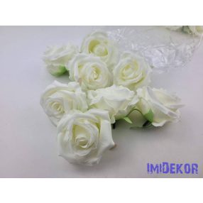   Rózsa szép nyílott selyemvirág fej rózsafej 7 cm - Krém