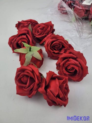 Rózsa szép nyílott selyemvirág fej rózsafej 7 cm - Piros