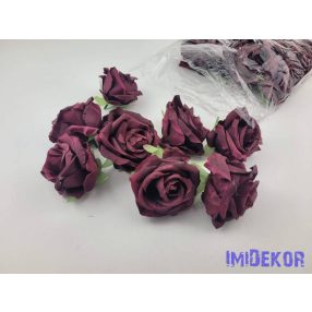 Rózsa selyemvirág fej D7cm - Bordó