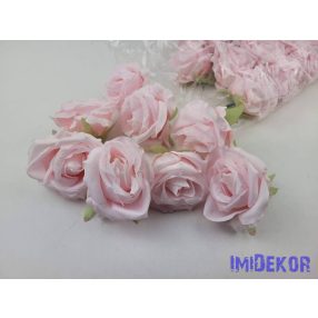 Rózsa selyemvirág fej D7cm - Babarózsaszín