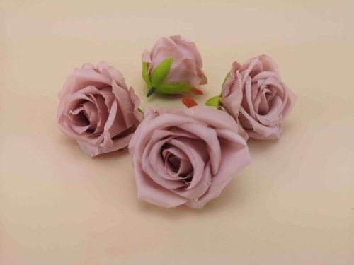 Rózsa szép nyílott selyemvirág fej rózsafej 7 cm - Mályva