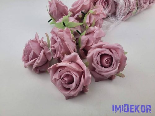 Rózsa szép nyílott selyemvirág fej rózsafej 7 cm - Mályva