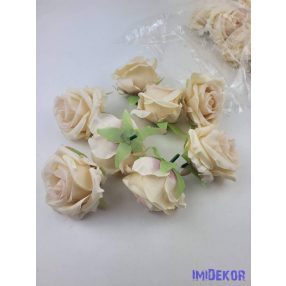 Rózsa selyemvirág fej D7cm - Halvány Barackos