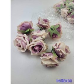   Rózsa szép nyílott selyemvirág fej rózsafej 7 cm -  Halvány Mályva