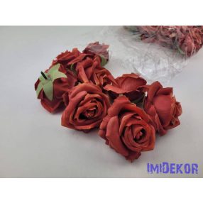 Rózsa selyemvirág fej D7cm - Narancsos