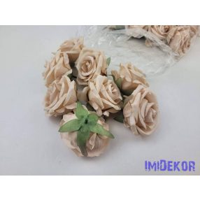 Rózsa selyemvirág fej D7cm - Világos Bézs