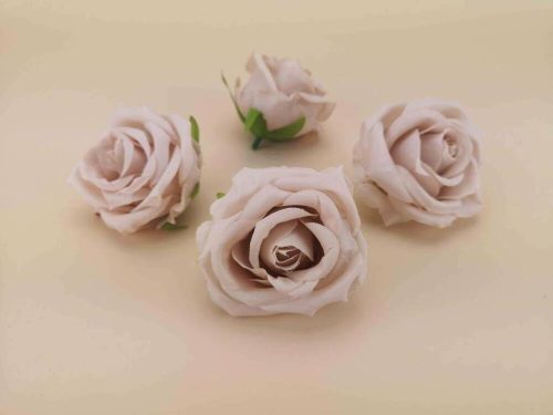 Rózsa szép nyílott selyemvirág fej rózsafej 7 cm - Bézs
