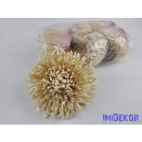 Krizantém selyemvirág fej D17cm - Rózsaszínes Barack