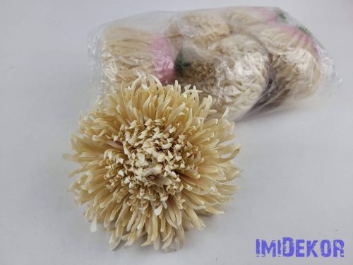 Krizantém selyemvirág fej D17cm - Rózsaszínes Barack