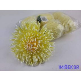 Krizantém selyemvirág fej D17cm - Krém-Sárga