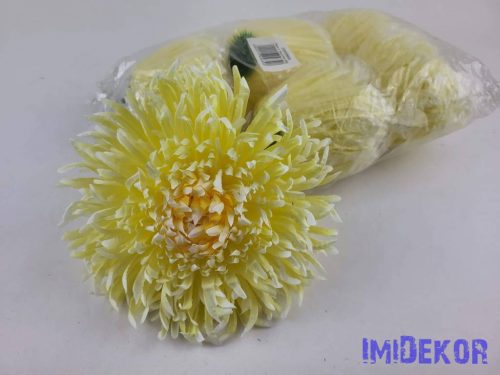 Krizantém selyemvirág fej D17cm - Krém-Sárga