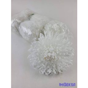 Krizantém selyemvirág fej D17cm - Fehér