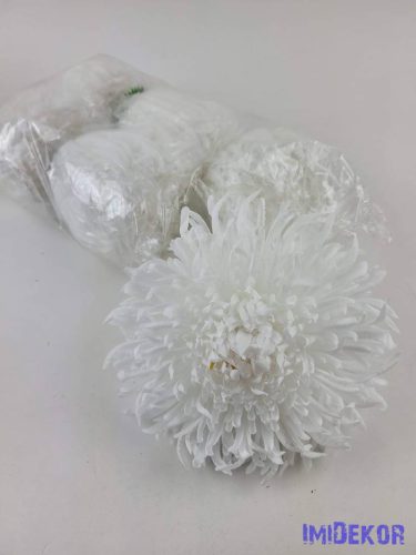 Krizantém selyemvirág fej D17cm - Fehér