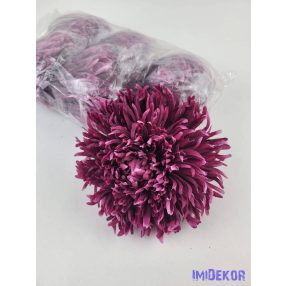 Krizantém selyemvirág fej D17cm - Sötét Rózsaszín