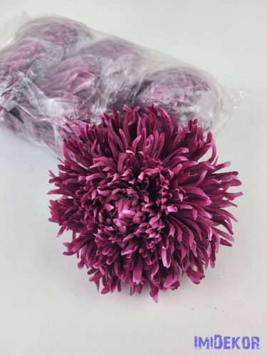 Krizantém selyemvirág fej D17cm - Sötét Rózsaszín