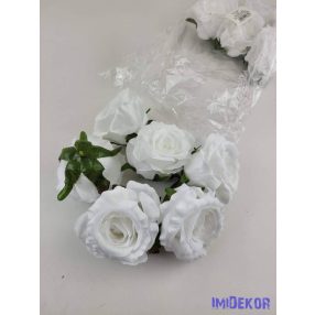 Rózsa selyem fej nyílott 10 cm - Fehér