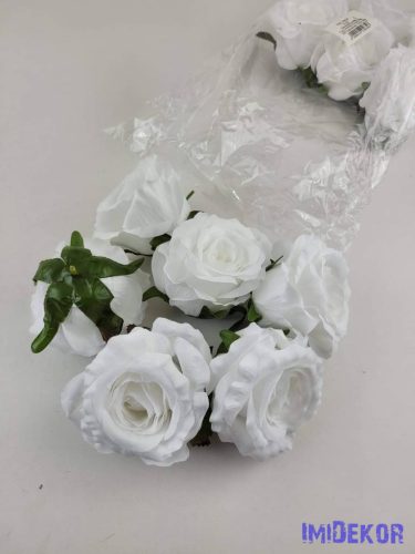 Rózsa selyem fej nyílott 10 cm - Fehér