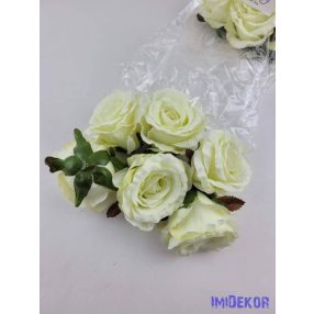 Rózsa selyem fej nyílott 10 cm - Zöldes Krém