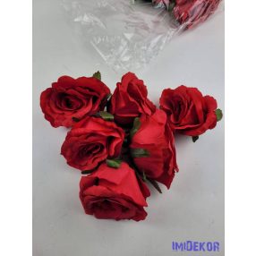 Rózsa selyem fej nyílott 10 cm - Piros