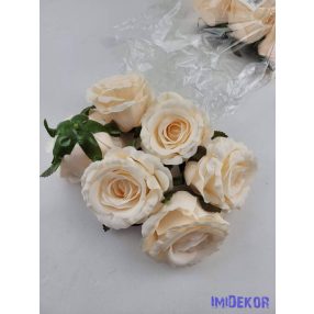Rózsa selyem fej nyílott 10 cm - Halvány Barack
