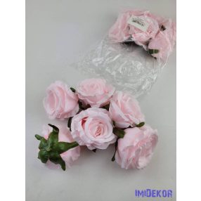 Rózsa selyem fej nyílott 10 cm - Rózsaszín