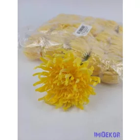 Pók krizantém selyemvirág fej D11cm - Sárga