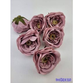   Rózsa szép nyílott bibés selyemvirág fej rózsafej 7 cm - Mályva
