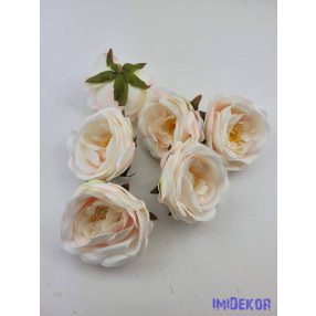   Rózsa szép nyílott bibés selyemvirág fej rózsafej 7 cm - Halvány Rózsaszín