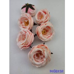 Rózsa selyem fej bibés 7cm - Rózsaszínes