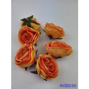 Rózsa selyem fej bibés 7cm - Narancsos