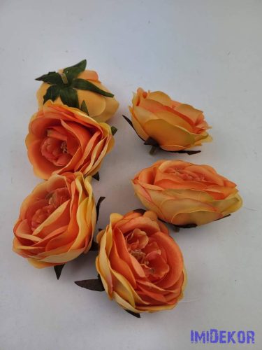 Rózsa selyem fej bibés 7cm - Narancsos