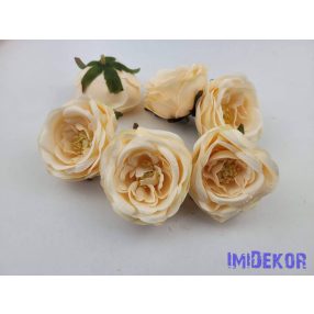   Rózsa szép nyílott bibés selyemvirág fej rózsafej 7 cm - Barack