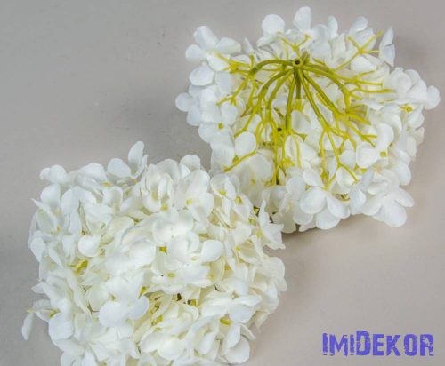 Hortenzia fej apró virágos selyemvirág fej 15 cm - Fehér