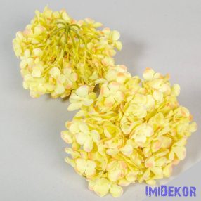   Hortenzia fej apró virágos selyemvirág fej 15 cm - Mézsárga