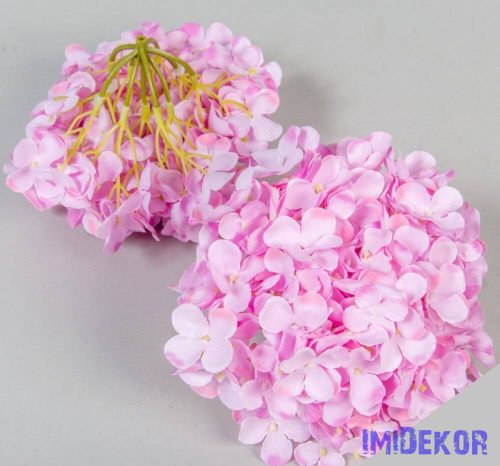 Hortenzia fej apró virágos selyemvirág fej 15 cm - Élénk Rózsaszín