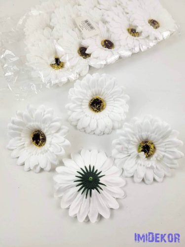 Gerbera selyemvirág fej 9,5 cm - Fehér