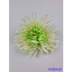 Tűszirmú krizantém fej 16cm - Krém-Zöld