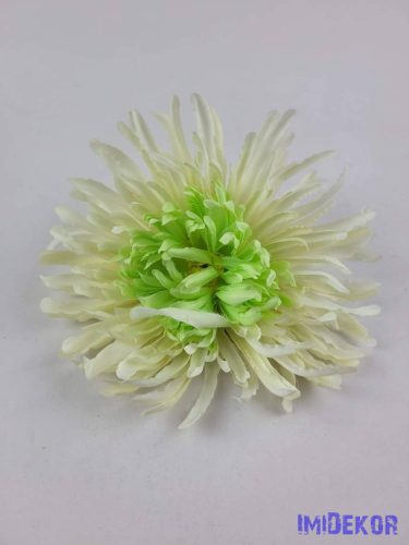 Tűszirmú krizantém fej 16cm - Krém-Zöld