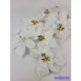 Mikulásvirág bársonyos fej 22cm - Fehér