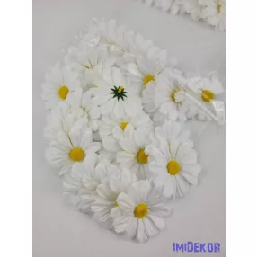 Margaréta selyem fej 6 cm - Fehér
