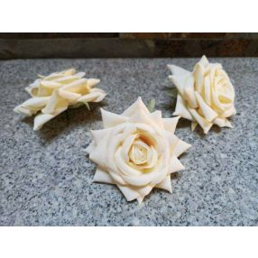 Rózsa nyílott selyemvirág fej 8 cm - Krém