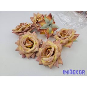 Rózsa nyílott selyemvirág fej 8 cm - Őszi Narancs