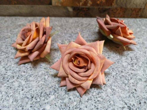 Rózsa nyílott selyemvirág fej 8 cm - Őszi Narancs