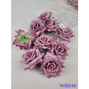 Rózsa nyílott selyemvirág fej 8 cm - Világos Lila