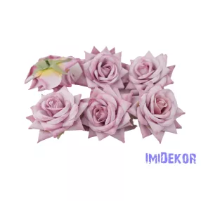 Rózsa nyílott selyemvirág fej 8 cm - Világos Lila