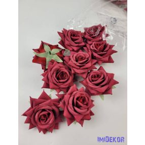 Rózsa nyílott selyemvirág fej 8 cm - Piros
