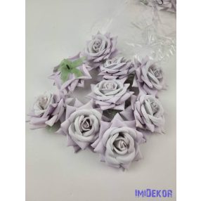 Rózsa nyílott selyemvirág fej 8 cm - Halvány Lila