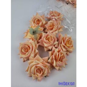 Rózsa nyílott selyemvirág fej 8 cm - Barack