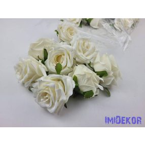 Rózsa selyemvirág fej D8cm - Krémes